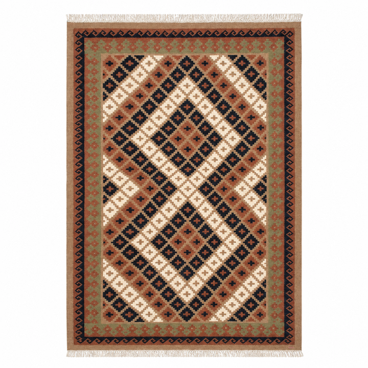 Ivory Natural handwoven wool kilim rug by Expobazaar