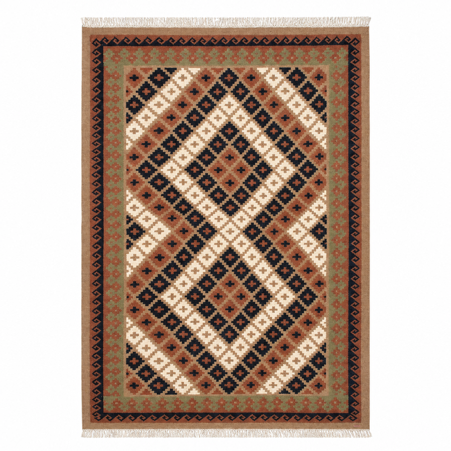 Ivory Natural handwoven wool kilim rug by Expobazaar