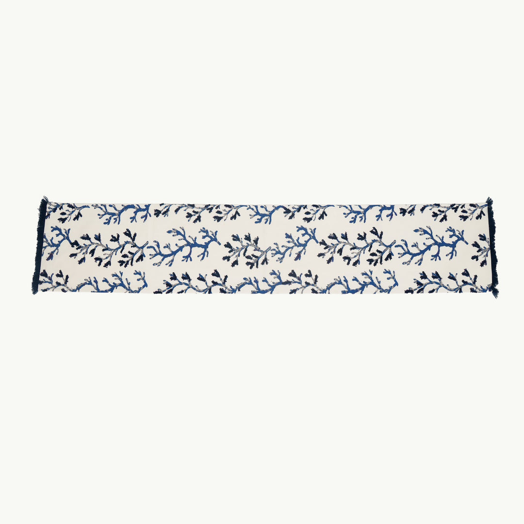 Blue Botanical Branch Cotton Table Runner, View 3