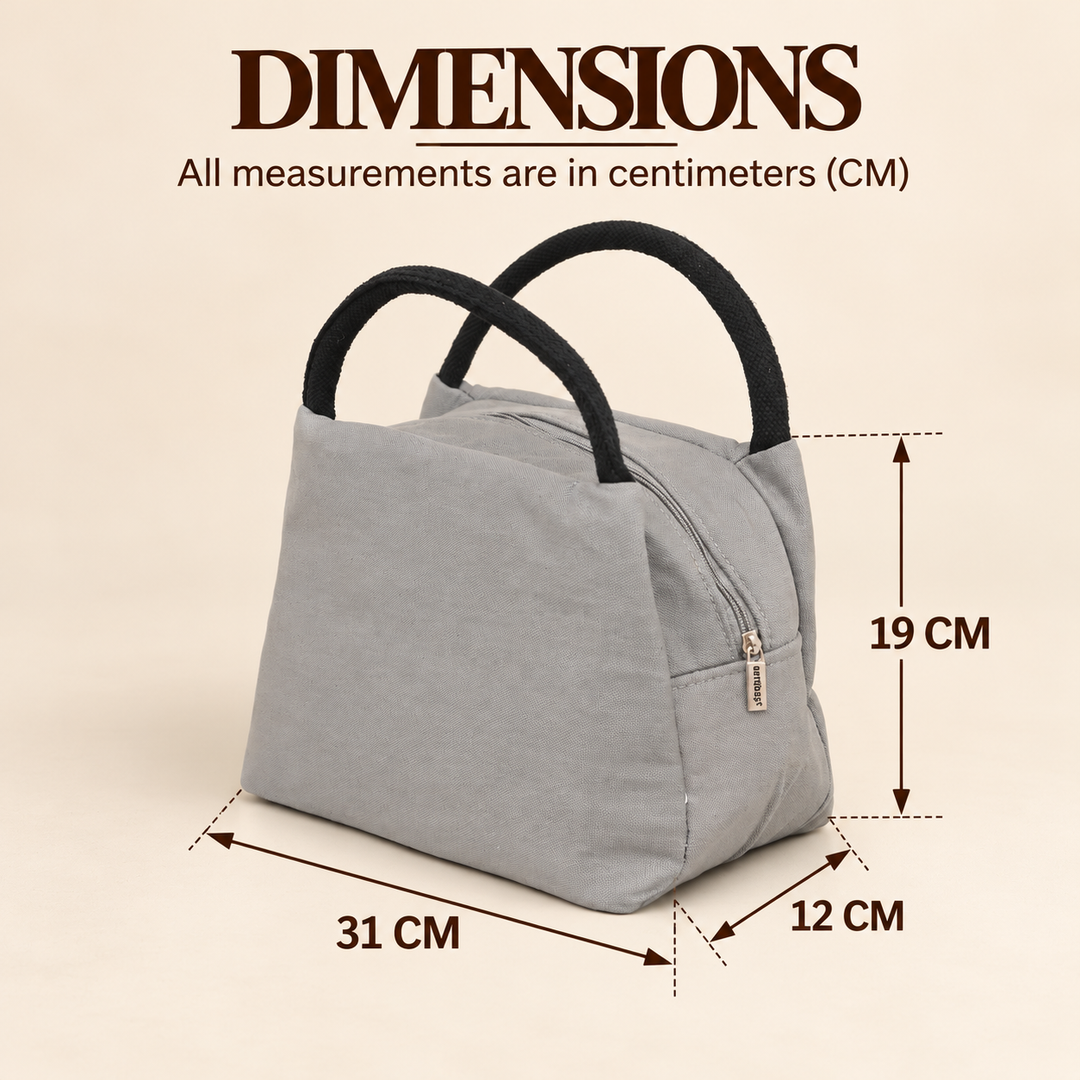 Thermal Insulated Canvas Lunch Bag, Grey
