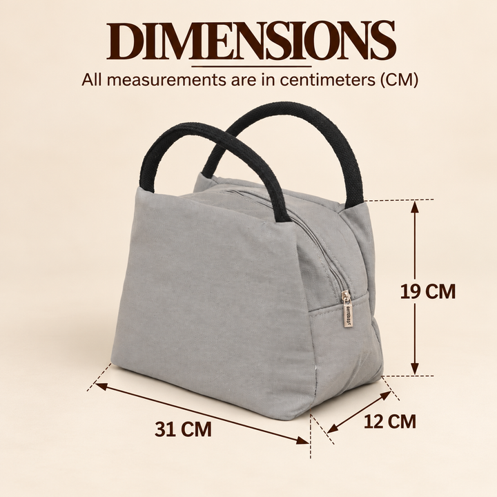 Thermal Insulated Canvas Lunch Bag, Grey