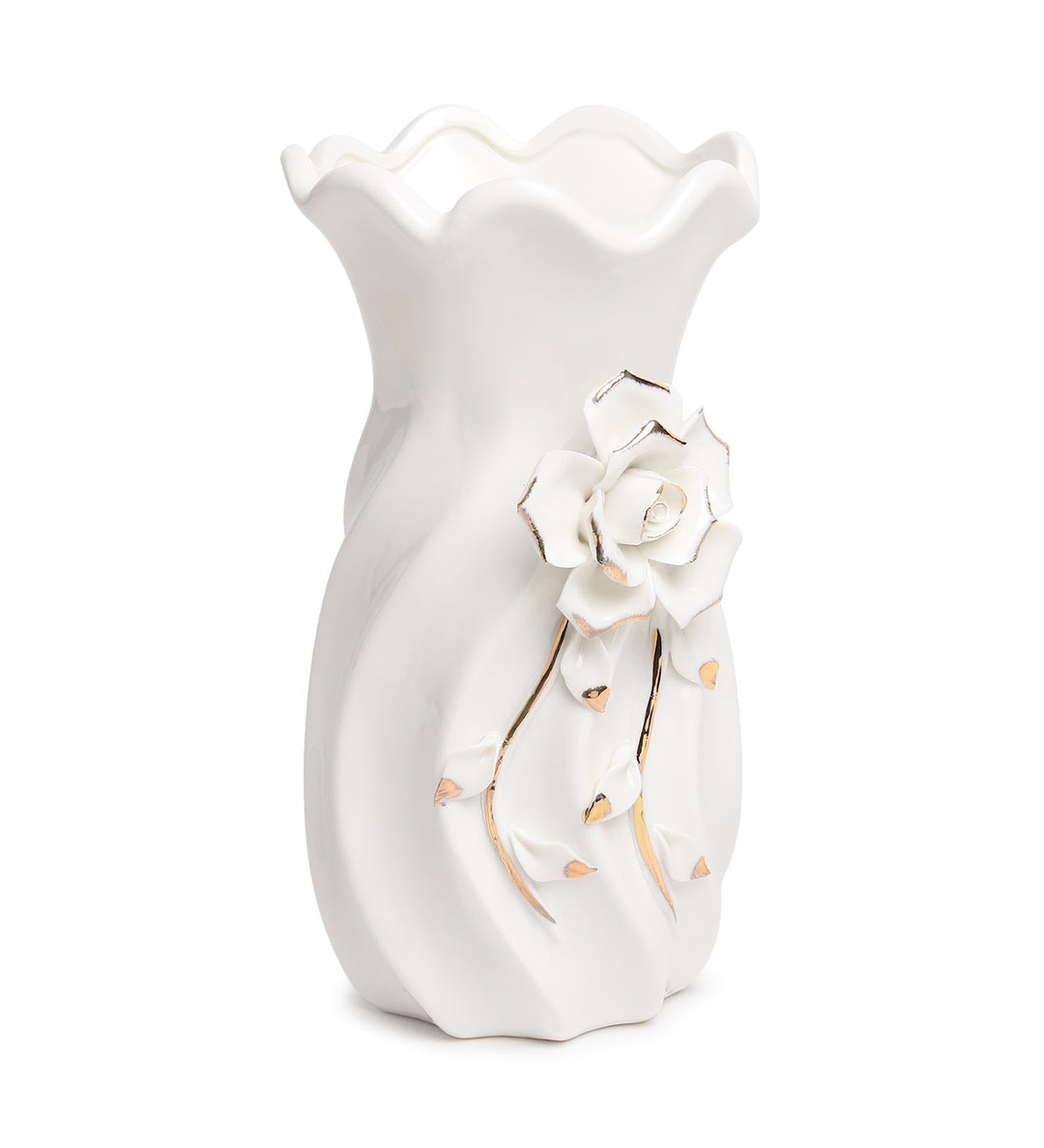 Odile Fleur Rose Porcelain Vase with Gold Edge view 6
