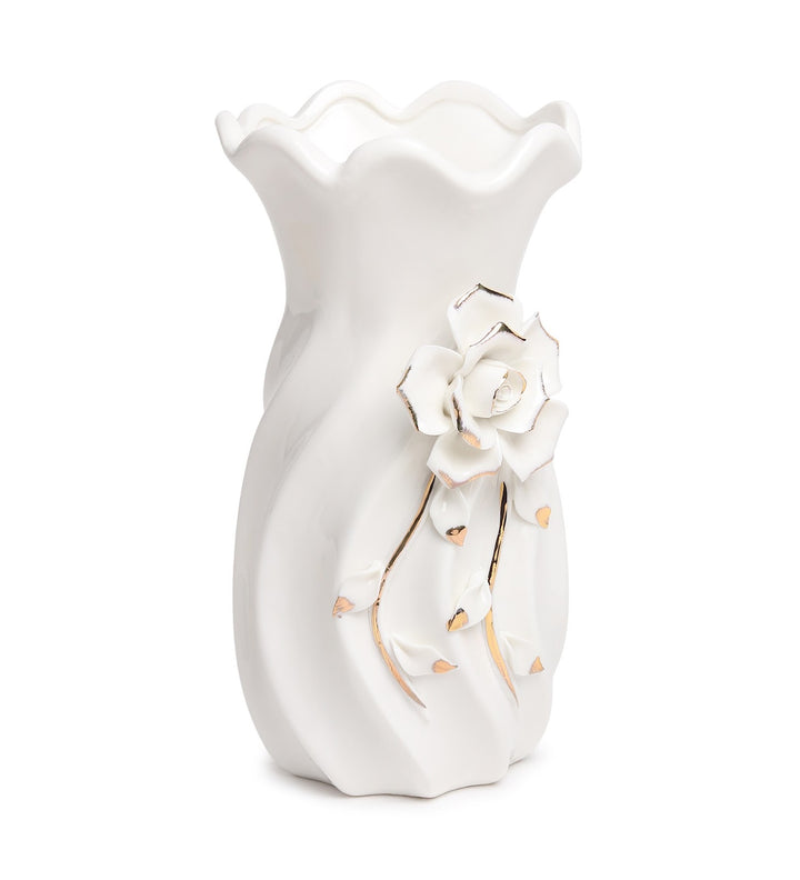 Odile Fleur Rose Porcelain Vase with Gold Edge view 6