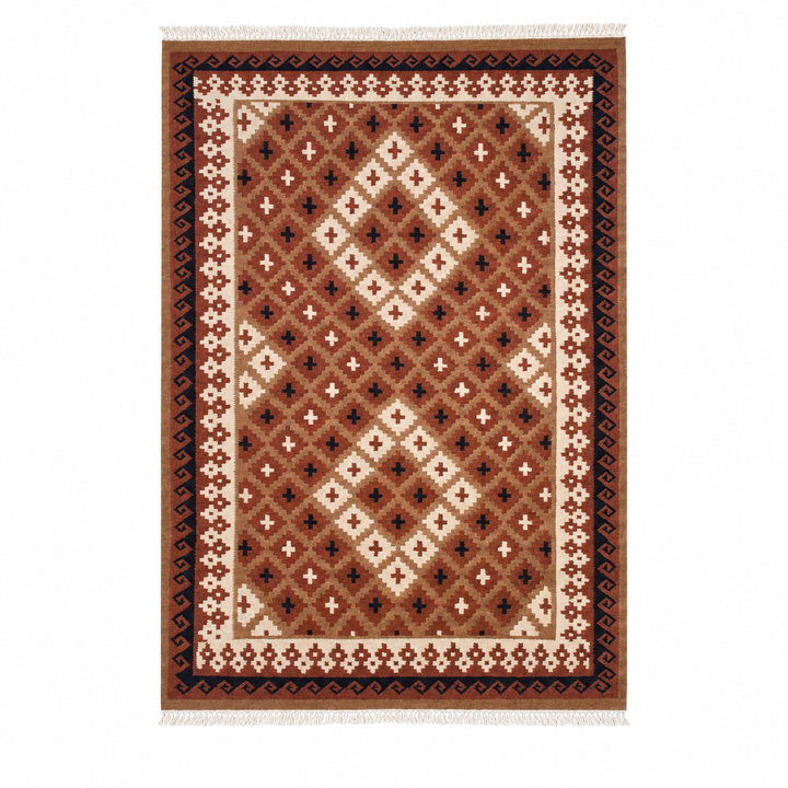 Multicolour Stripe handwoven wool kilim rug by Expobazaar