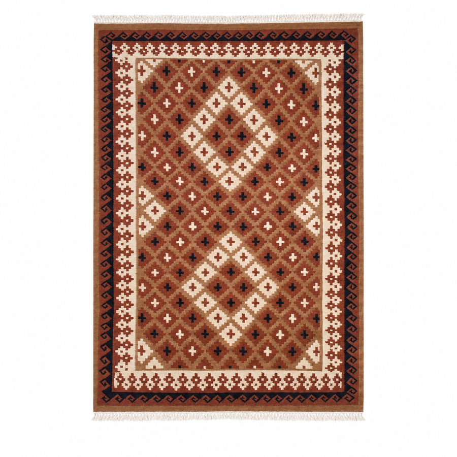 Multicolour Stripe handwoven wool kilim rug by Expobazaar
