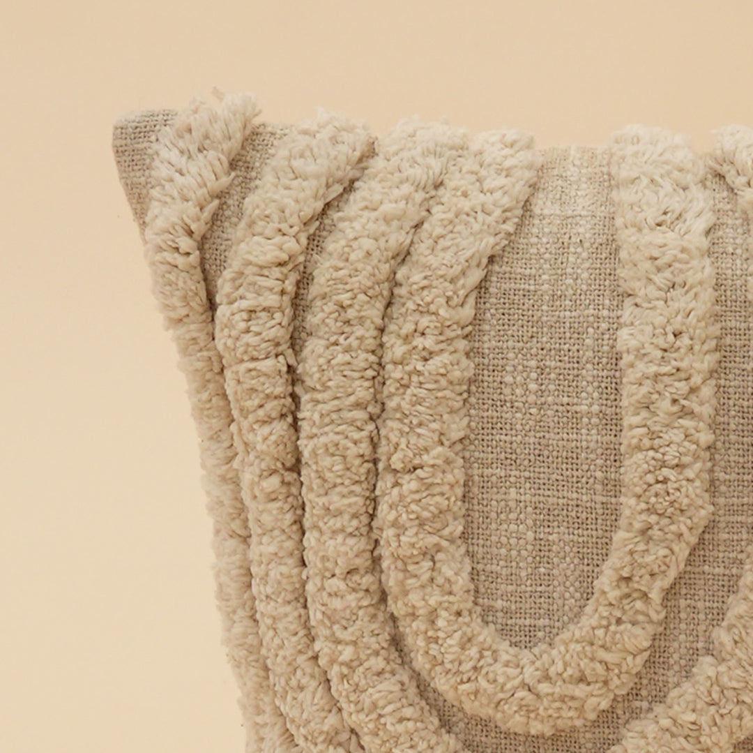 Natural Geometric Tufted Cotton Cushion, View 4