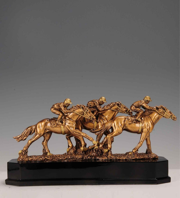 Expobazaar Galloping Horse Racing Resin Sculpture for Luxury Decor