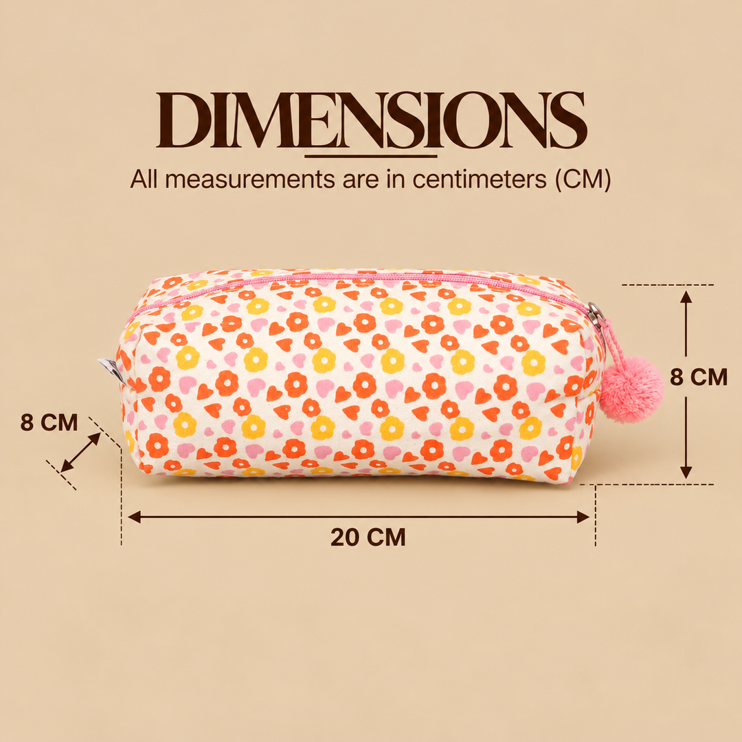 Floral Print Fluffy Pouch with Pom Pom, View 5