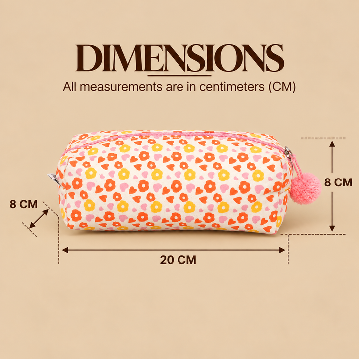 Floral Print Fluffy Pouch with Pom Pom, View 5