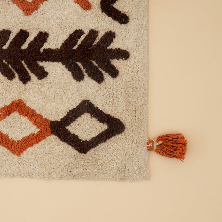 Rust Boho Arrow Tufted Cotton Bath Mat, View 4