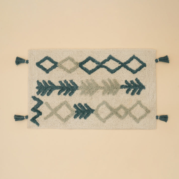 Blue Tribal Arrow Tufted Cotton Bath Mat, View 3
