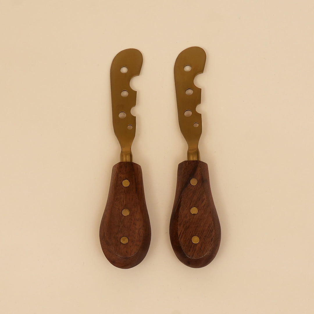 Cheese knife and spreader serving set