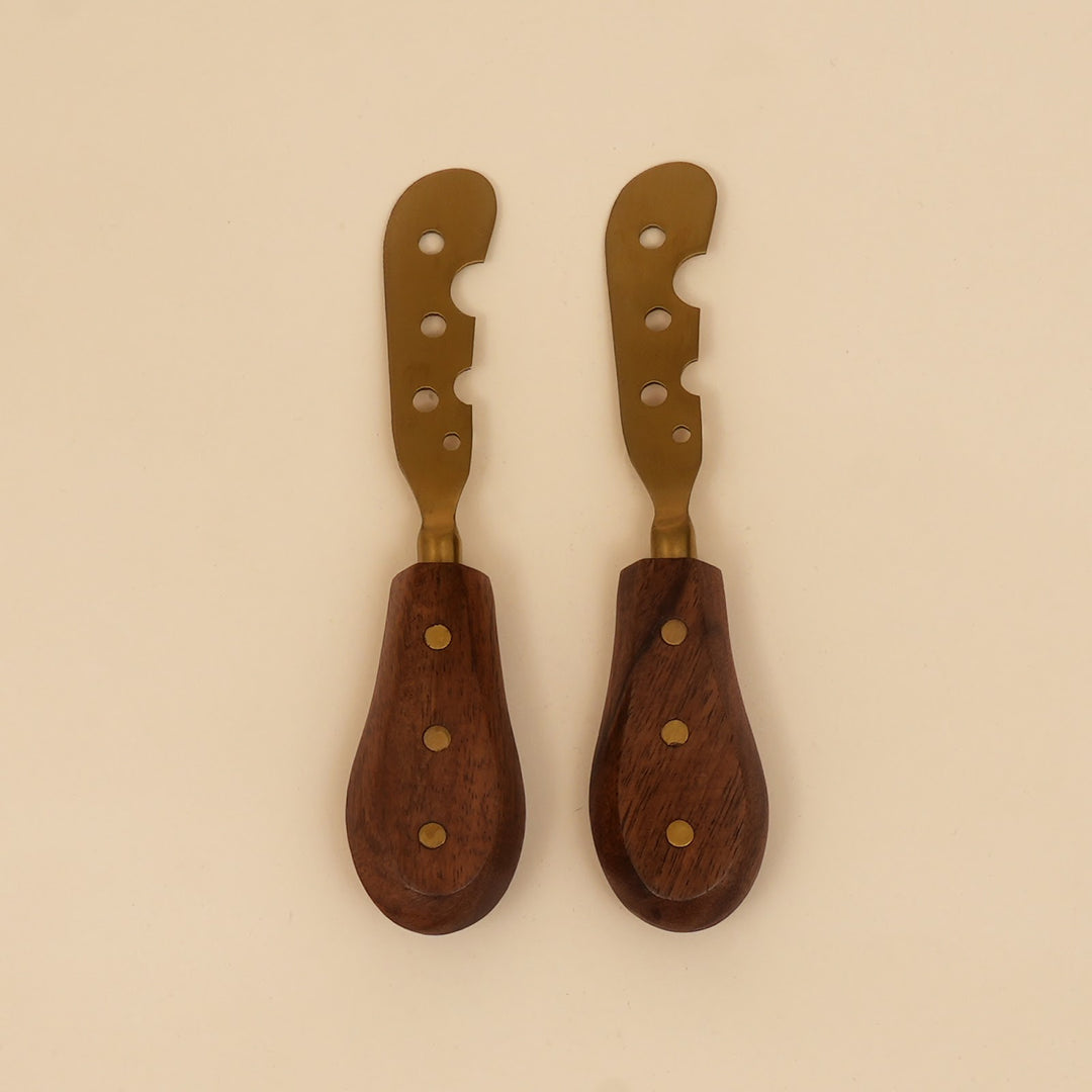 Cheese knife and spreader serving set