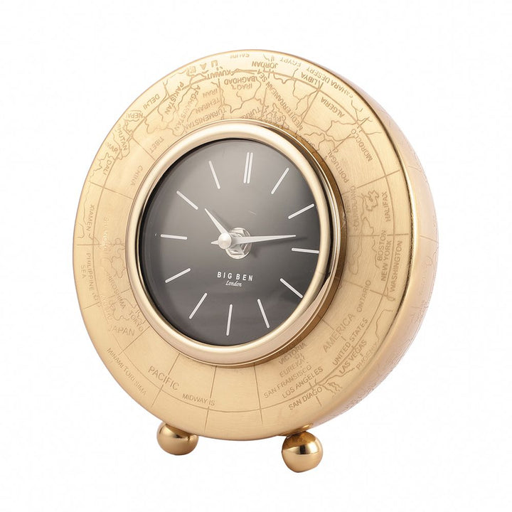 Expobazaar World Gold Aluminium Table Clock