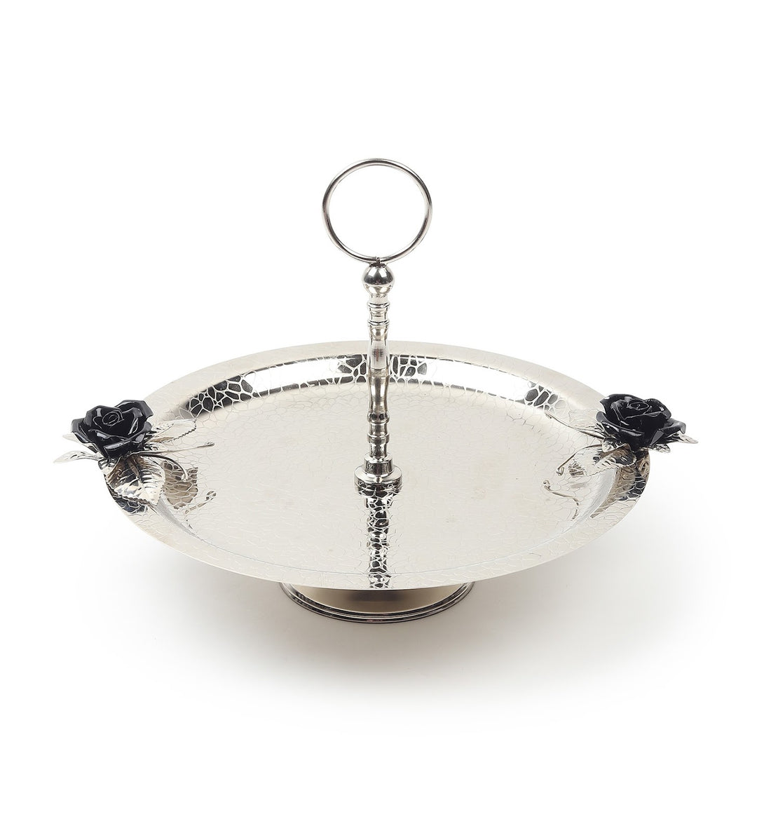 Petal Eclat Stainless Steel Cake Stand with Floral Accent Black view 5