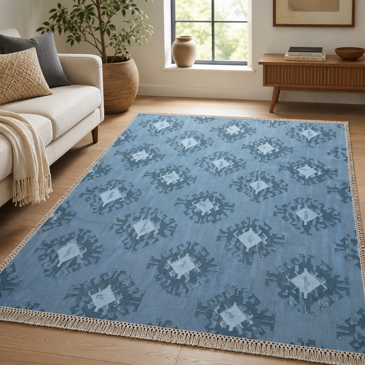 Expobazaar handwoven wool patch kilim rug VCD-10050