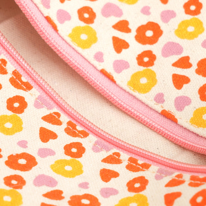 Floral Print Fluffy Pouch with Pom Pom, View 4