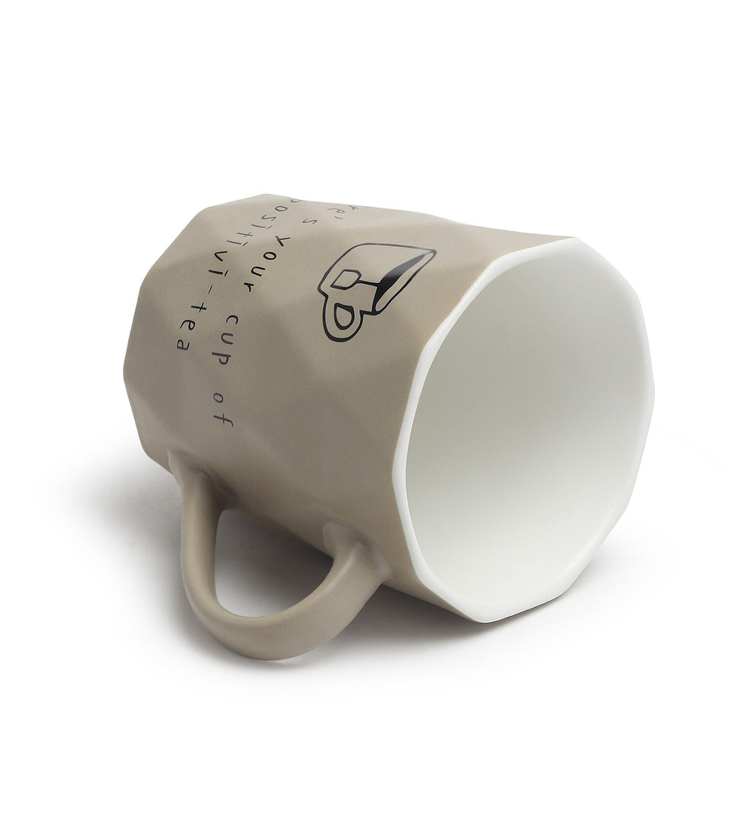 Positive-Tea Ceramic Tea Cup with Quote Grey view 6