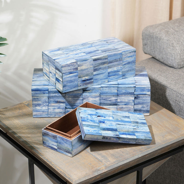 Indigo Inlay Decorative Storage Box Medium