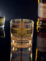 Heavy Base Gold Accent Whiskey Glass in crystal glass, 300 ml