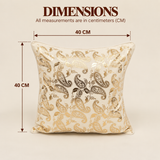 Gold Paisley Foil Print Cotton Cushion Cover