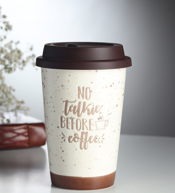 Coffee First Terrazzo Ceramic Coffee Mug Brown view 1
