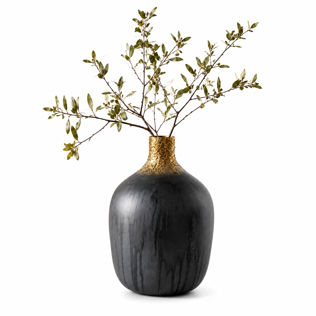 Glass Flower Vase, Black