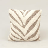 Atlas Chevron Cotton Cushion in beige and brown
