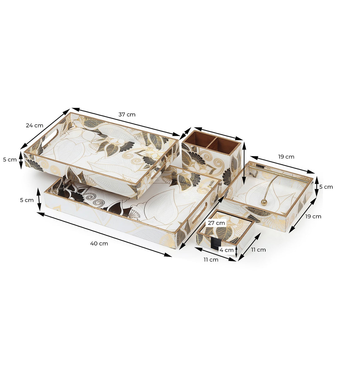 Ivory Noir Bloom Kitchen Set with Trays and Cutlery Stand view 3