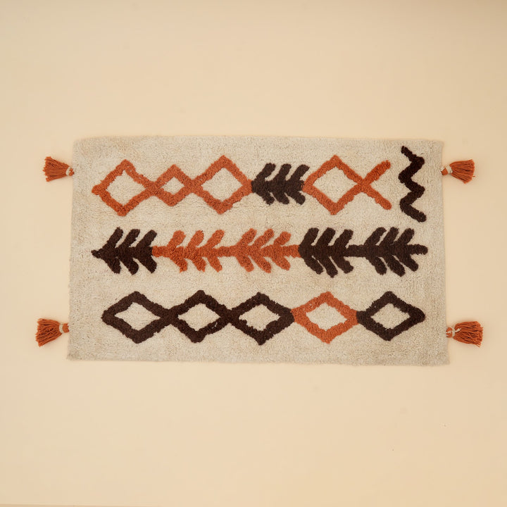 Rust Boho Arrow Tufted Cotton Bath Mat, View 3