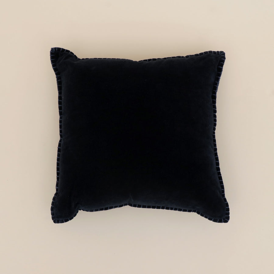 Indigo Velvet Blanket Stitch Cushion