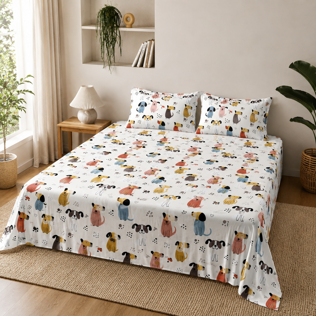 Kids Whimsical Animal Print Bedsheet