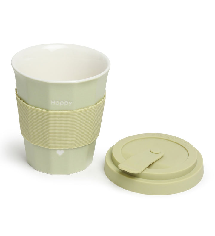Milo Happy Ceramic Coffee Tumbler with Lid and Strap Green view 6