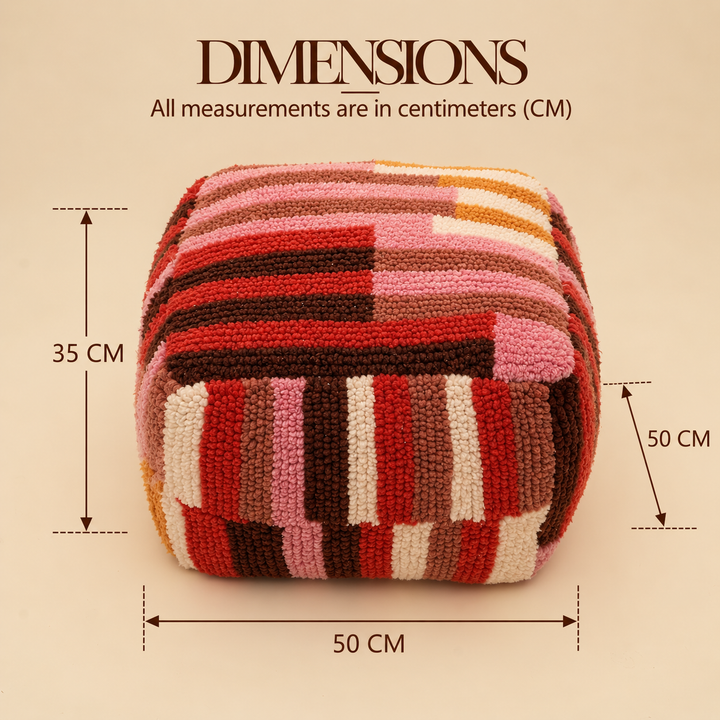 New Zealand Wool Geometric Tufted Pouf