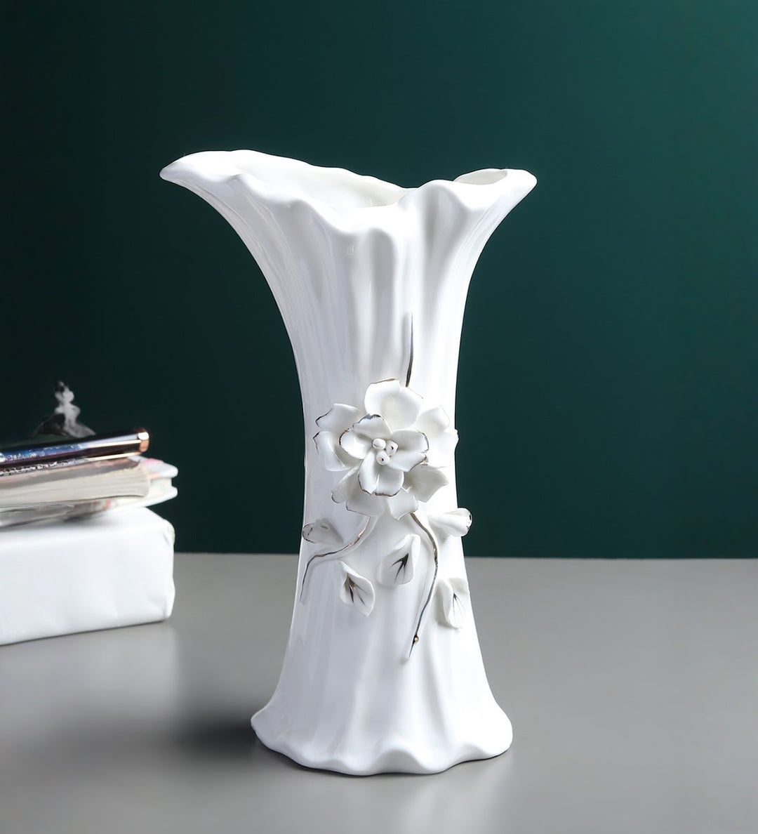 Maribel Fleur Tall Floral Porcelain Vase view 2