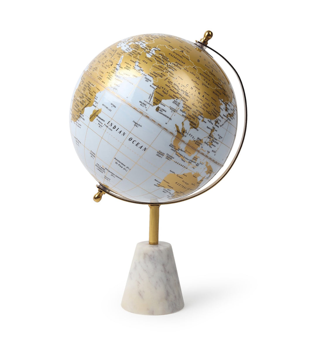 Aerion Ivory and Gold Decorative World Globe on Marble Base view 6