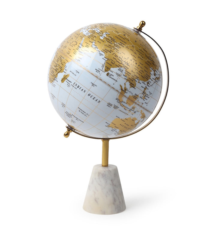 Aerion Ivory and Gold Decorative World Globe on Marble Base view 6