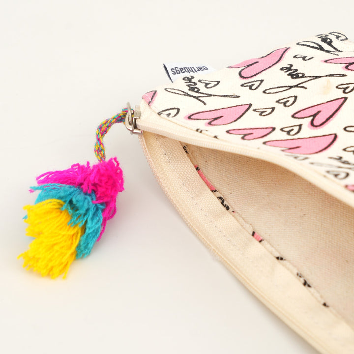 Heart Print Tassel Pencil Pouch, View 6