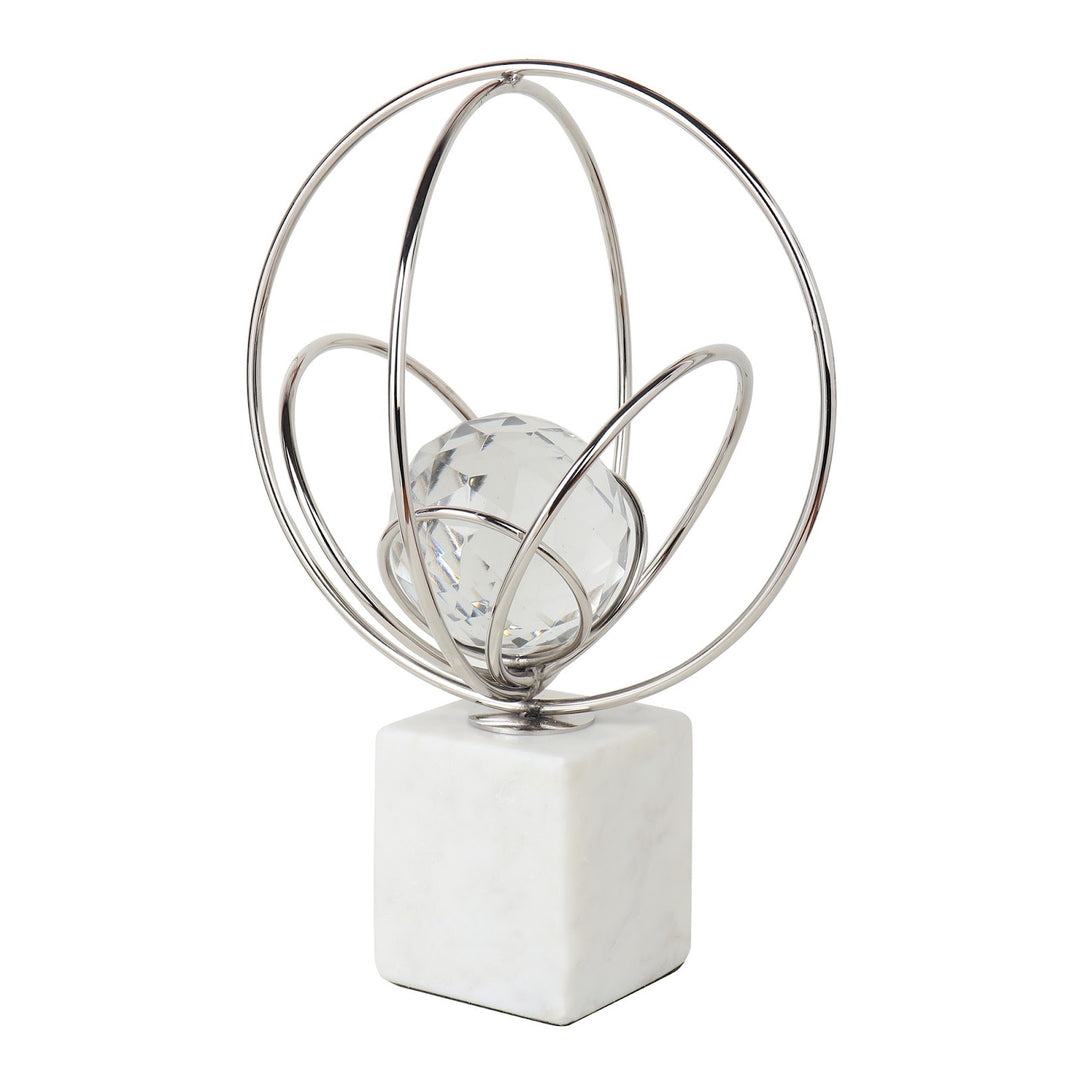 Expobazaar Elysian Silver Rings Crystal Ball Sculpture