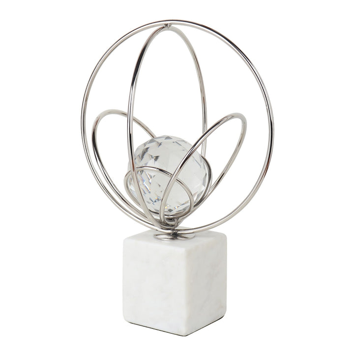 Expobazaar Elysian Silver Rings Crystal Ball Sculpture