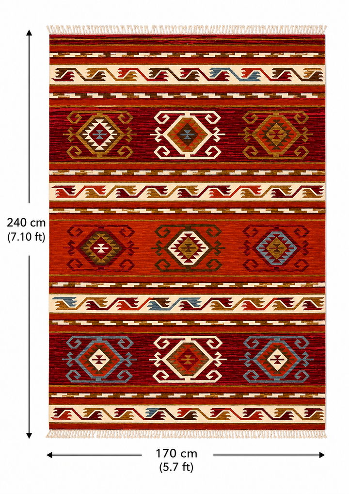 Dark Medallion Handwoven Wool Kilim Rug