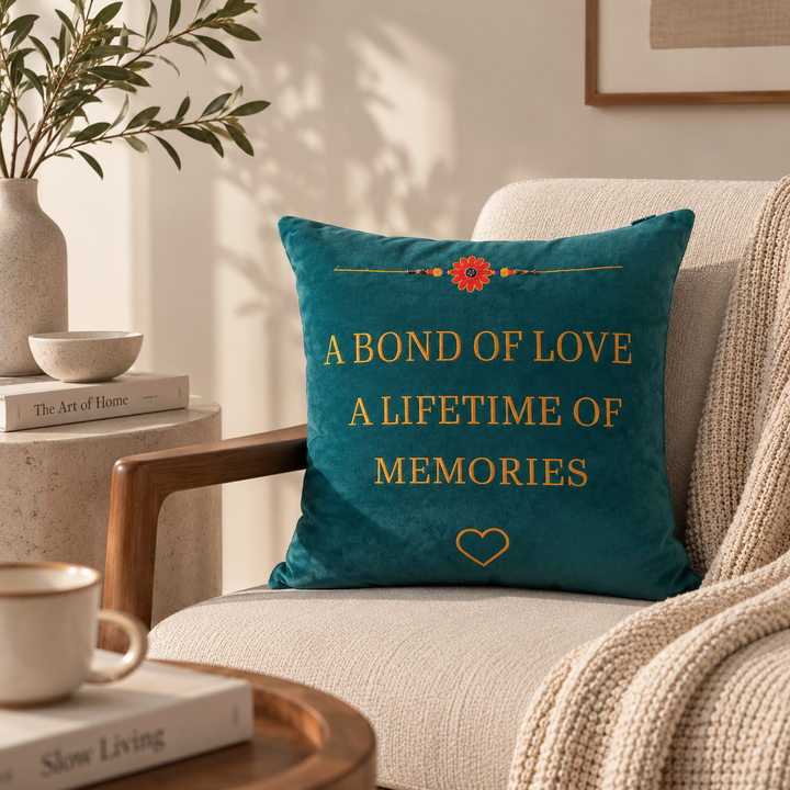 Sibling Quote Velvet Cushion 41 x 41 cm, Bond of Love, view 5