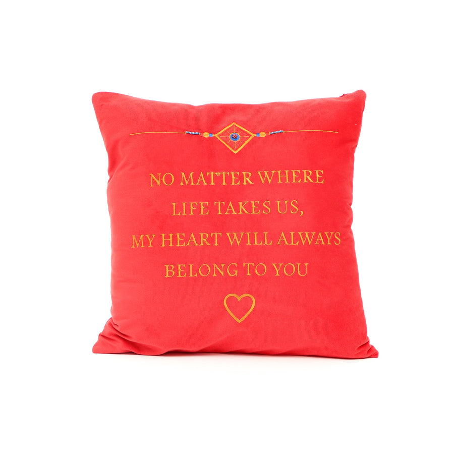 Rakhi Quote Velvet Cushion 41 x 41 cm