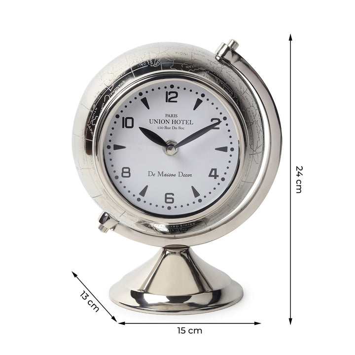 Expobazaar The Etched World Table Clock in Silver