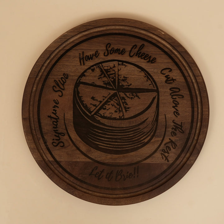 Handcrafted mango wood round cheese board platter