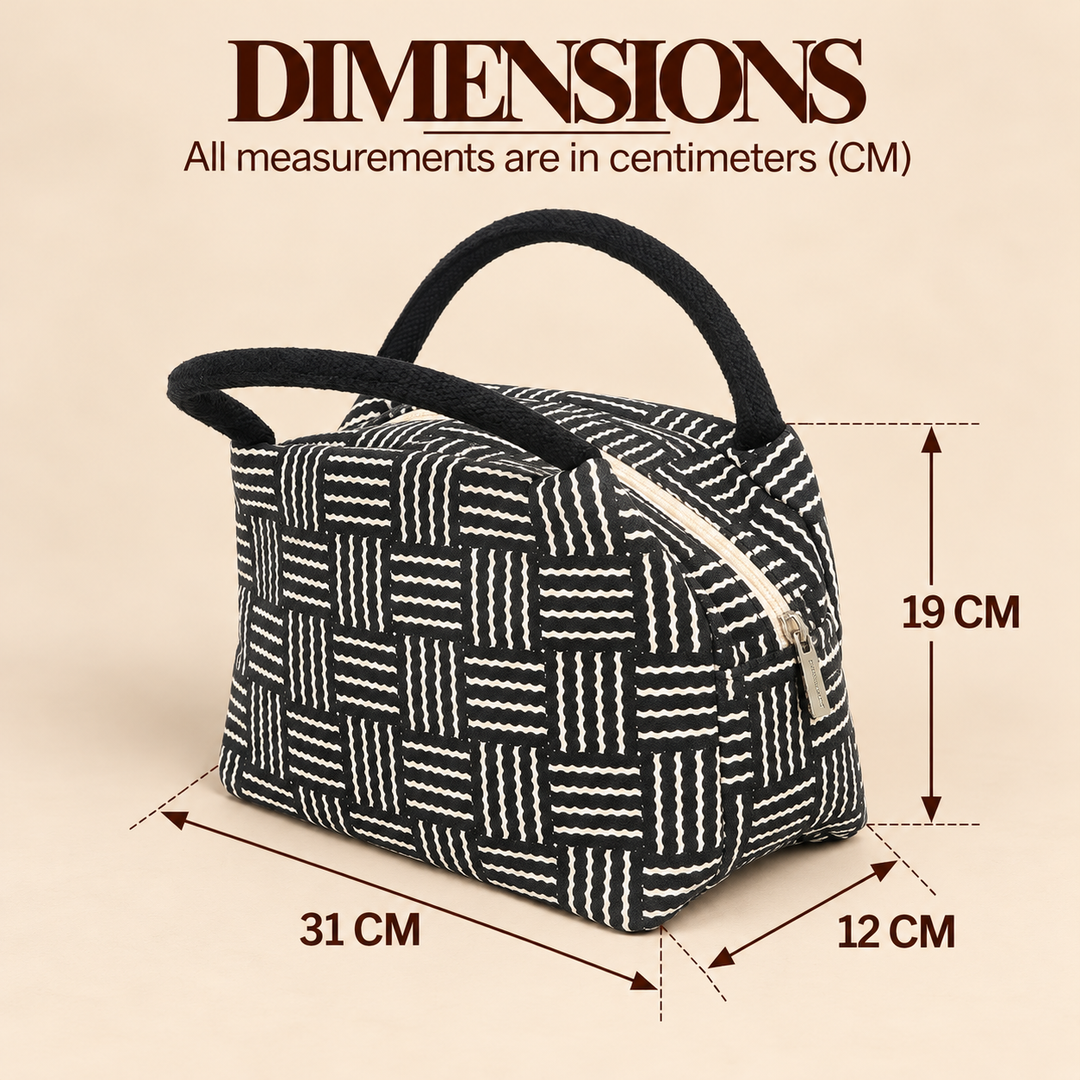Thermal Insulated Lunch Tote, Basketweave Print, View 6