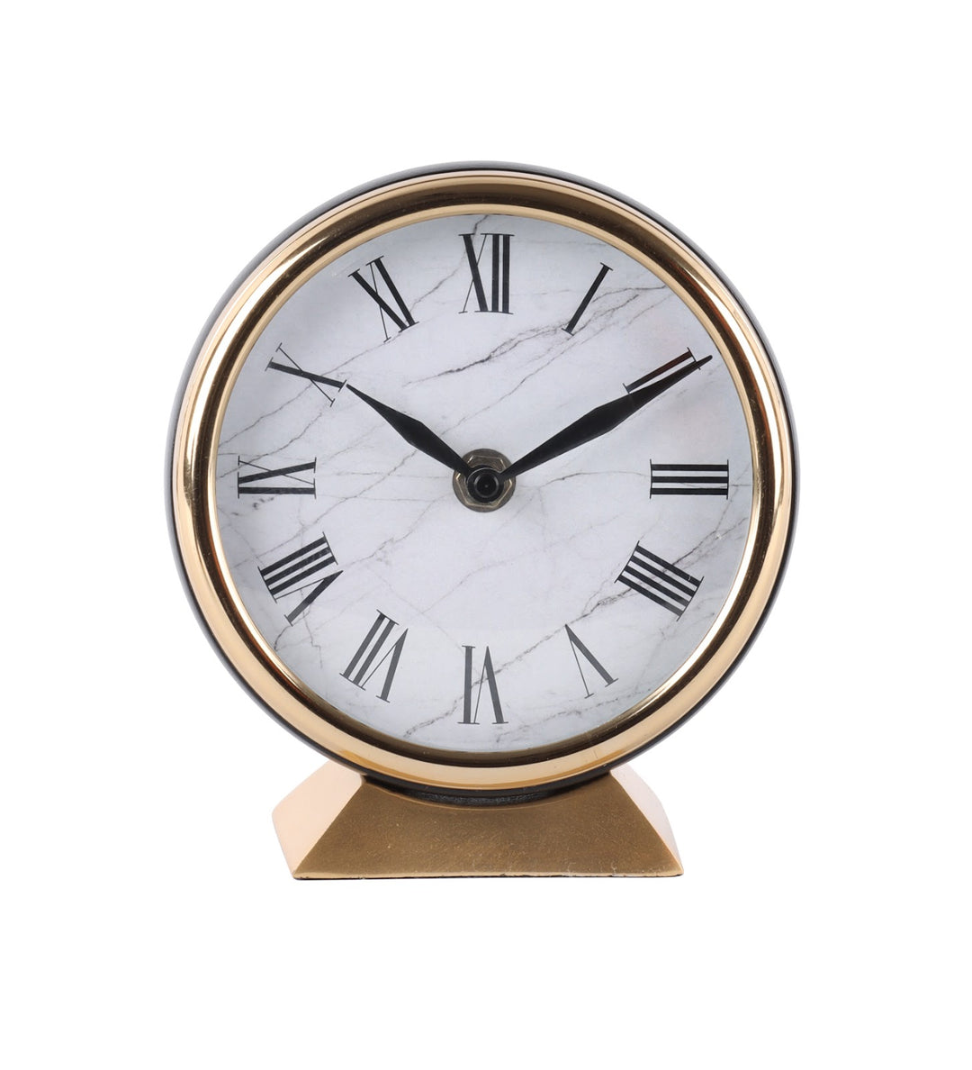 Expobazaar Mab Roman Black Aluminium Analog Table Clock