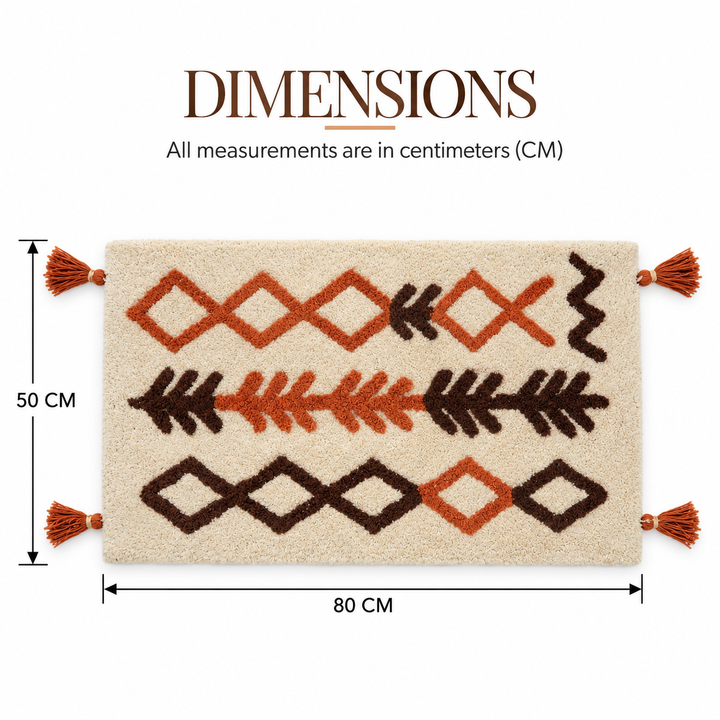 Rust Boho Arrow Tufted Cotton Bath Mat, View 2