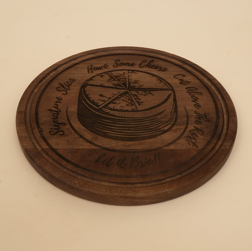 Handcrafted mango wood round cheese board platter