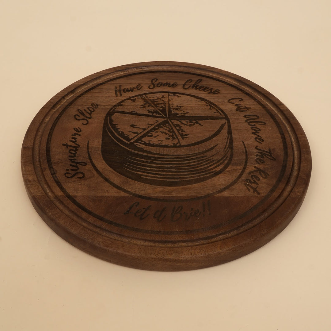 Handcrafted mango wood round cheese board platter